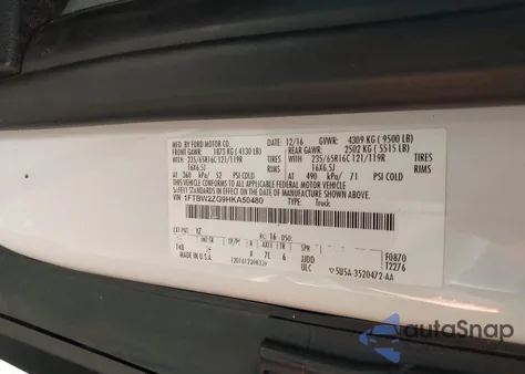 2017 Ford Transit-350 z USA, uszkodzony, nr VIN 1FTBW2ZG9HKA50480